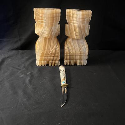 Onyx Aztec Statuettes & Southwest Style Letter Opener (LR-MG)