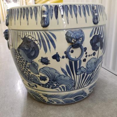 Large White/Blue Asian Pot (2058F-KD)