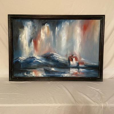 Textured Mountain Landscape Painting in Wooden Frame (PB-BM)