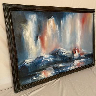 Textured Mountain Landscape Painting in Wooden Frame (PB-BM)