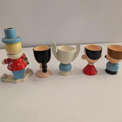 Vintage Wooden Egg Cups & Irmi Wooden Toy Figure