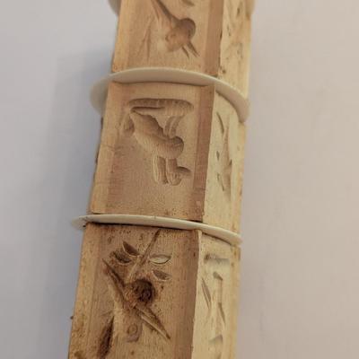 Vintage Wooden Rolling Dough Pin 6 Sided Embossing Cookie Cutters