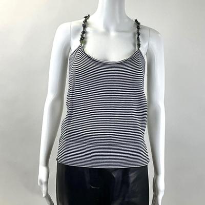 297 VALENTINO BOUTIQUE Black & White Floral Strap Camisole