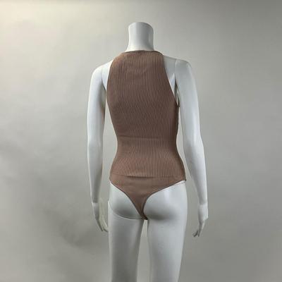 298 A. L. C. Ashley Rib Knit High Neck Peach Bodysuit