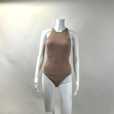 298 A. L. C. Ashley Rib Knit High Neck Peach Bodysuit
