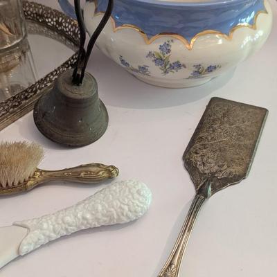 Baldwin Candle Holder Filgree Dresser Mirror With Vanity Items