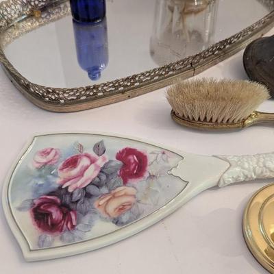 Baldwin Candle Holder Filgree Dresser Mirror With Vanity Items