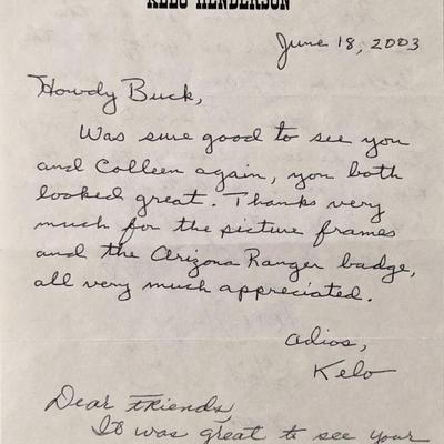 Kelo Henderson Signed Letter