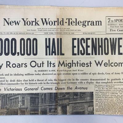 New York World - Telegram Original 1945 Vintage Newspaper