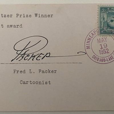 Cartoonist Fred L. Packer signed envelope 