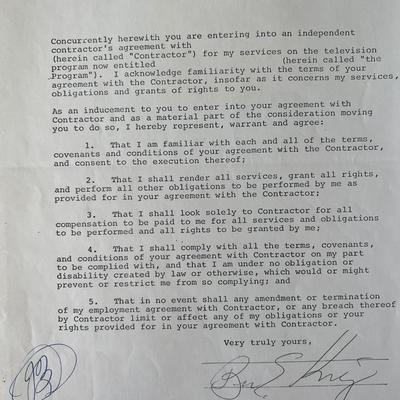 Ben E. King signed contract