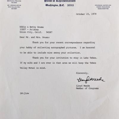 Edwin Lloyd Meeds signed letter