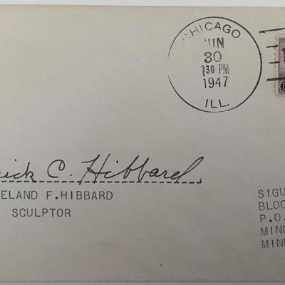 Sculptor Frederick Hibbard signed envelope