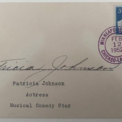 Actress Patricia Johnson signed envelope 