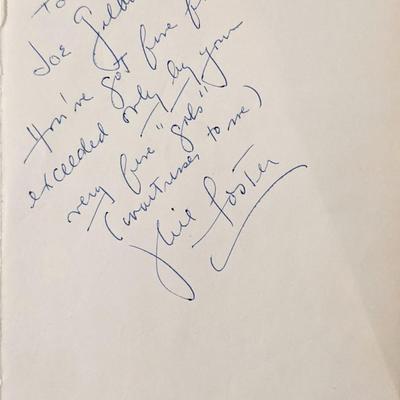 Julie Foster Signed Note