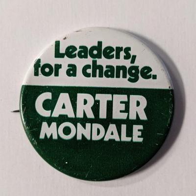 Carter Mondale Leaders For A Change Presidential Vintage Campaign Pin