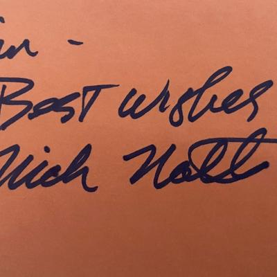 48 Hours star Nick Nolte signed note