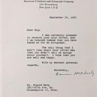 ATT President Gene McNeely Signed Letter