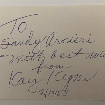 Bandleader Kay Kyser signed note