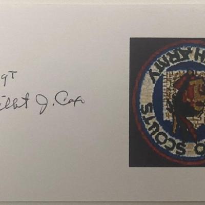 Alamo Scout Gilbert Cox signed note