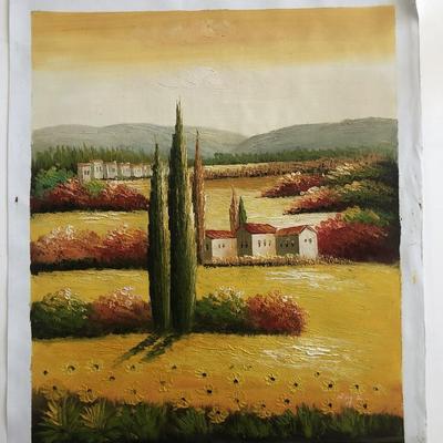 Tuscan Village in Summer Landscape original painting on canvas
