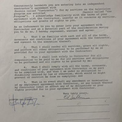 Ed Sullivan signed contract