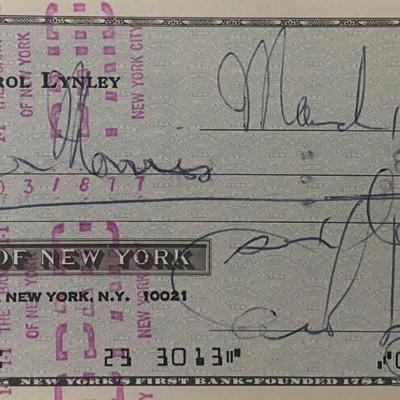 Carol Lynley Signed Check