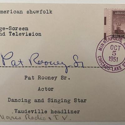 Actor Pat Rooney Sr. signed envelope 