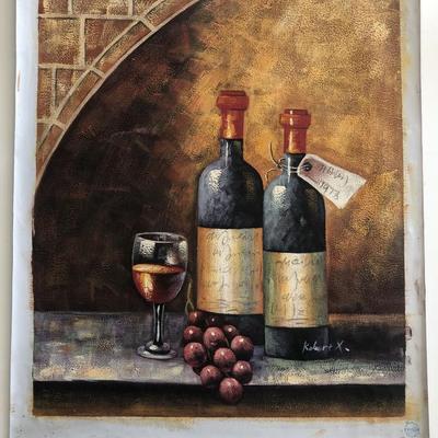 Wine and Grapes Still Life original painting on canvas