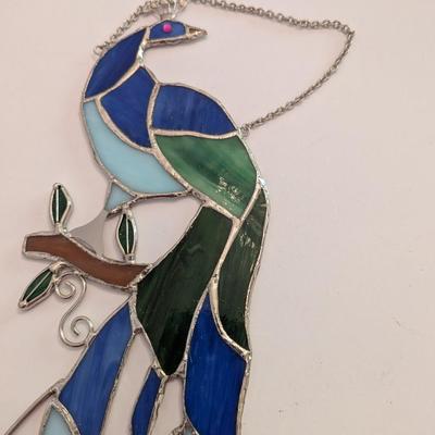 Approx 16" Long Peacock Stained Glass Decor