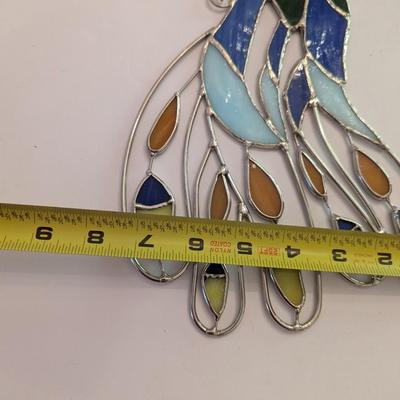 Approx 16" Long Peacock Stained Glass Decor