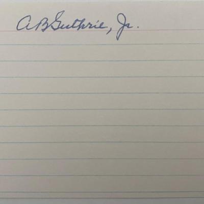 Pulitzer Prize Winning Novelist AB Guthrie Jr. original signature