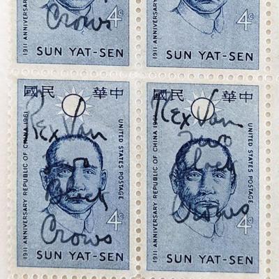 Rex Van Crows signed stamp sheet
