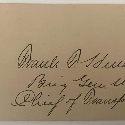 US Military Frank T. Hines signed note
