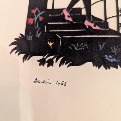 9" x 12" Pair Of Vintage Original Signed Ruth Friedmann Berlin 1955 Art