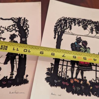 9" x 12" Pair Of Vintage Original Signed Ruth Friedmann Berlin 1955 Art