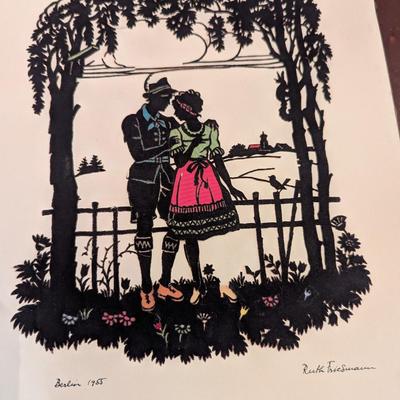 9" x 12" Pair Of Vintage Original Signed Ruth Friedmann Berlin 1955 Art