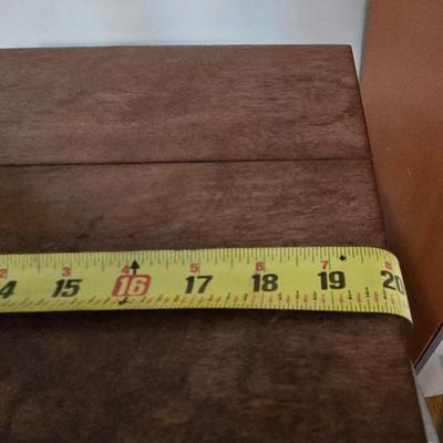 LOT 1X : Small Wooden Side Table With Drawer, Table Lamp, and Wood Framed Mirror