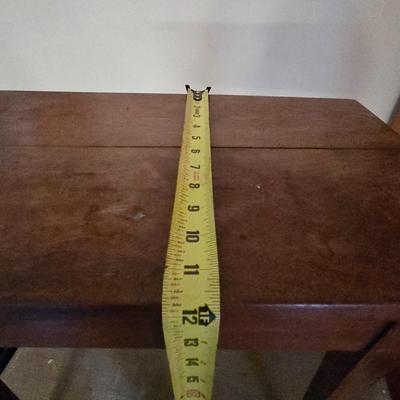 LOT 1X : Small Wooden Side Table With Drawer, Table Lamp, and Wood Framed Mirror