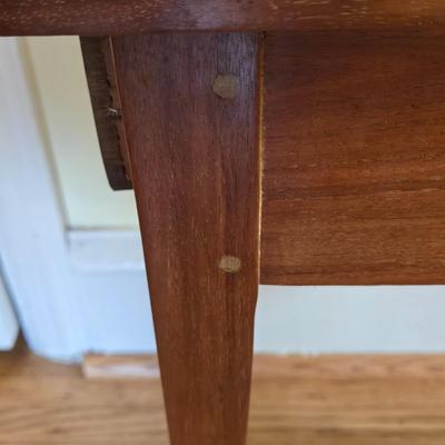 LOT 1X : Small Wooden Side Table With Drawer, Table Lamp, and Wood Framed Mirror