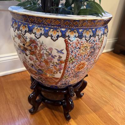 323 Vintage Chinese Ceramic Fish Bowl Planter