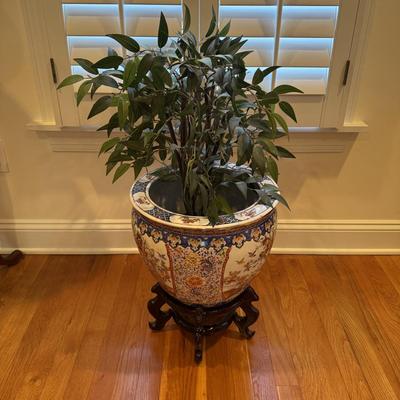 323 Vintage Chinese Ceramic Fish Bowl Planter