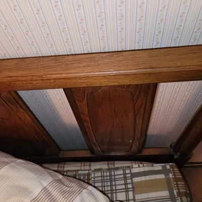 Full sized mid century modern wooden bed