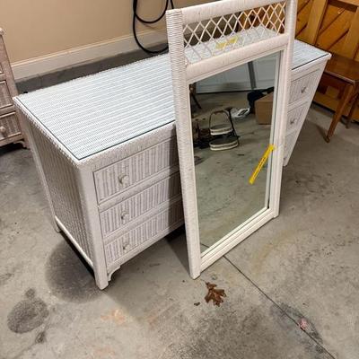 Lexington Wicker Dresser, Mirror & Chair