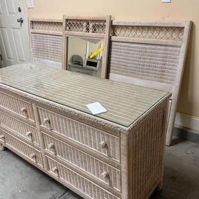 Lexington Wicker Dresser, Night Stand, Mirror and Twin Headboards