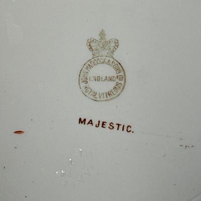 Lot of (10) Dinner Plate Lot Antique John Maddock and Son Royal Vitreous, English Transfer ware Majestic 1875