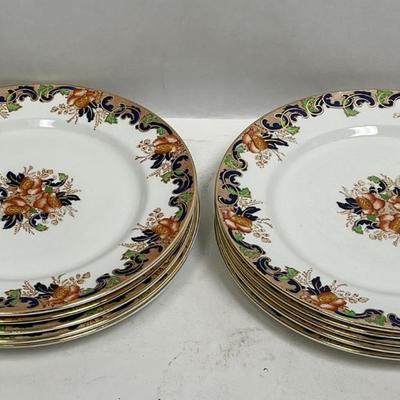 Lot of (10) Dinner Plate Lot Antique John Maddock and Son Royal Vitreous, English Transfer ware Majestic 1875