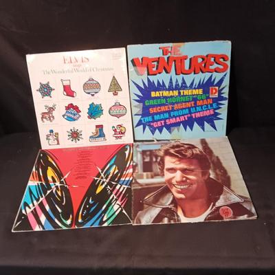 FONZIE FAVORITES, THE VENTURES, ELVIS CHRISTMAS MUSIC AND 70'S MUSIC ON VINYL RECORD ALBUMS