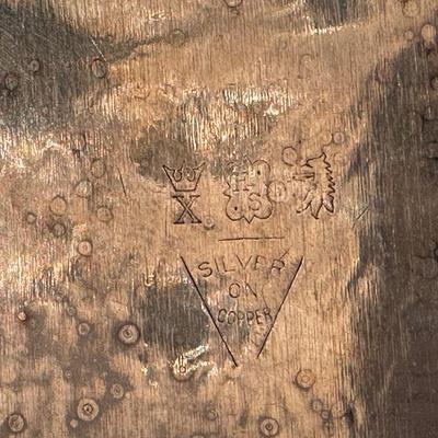 Large & Heavy Silver on Copper Platter Hallmarked/Numbered