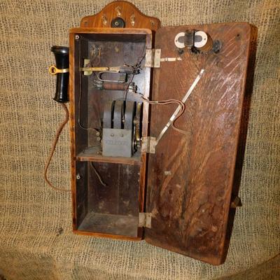Antique Crank Telephone, Some Internal Components Missing